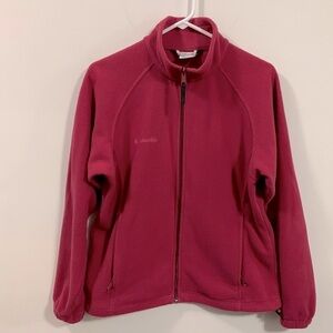 Columbia Full zip Fleece jacket very good condition Sz Medium light wine color